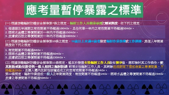 游離輻射暫停曝露之標準